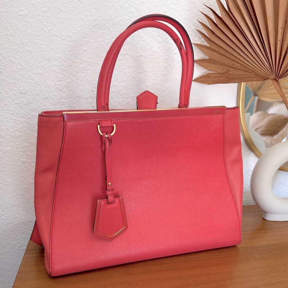 FENDI Pink Leather MEDIUM 2JOURS Elite Tote Satchel Hand Shoulder Bag